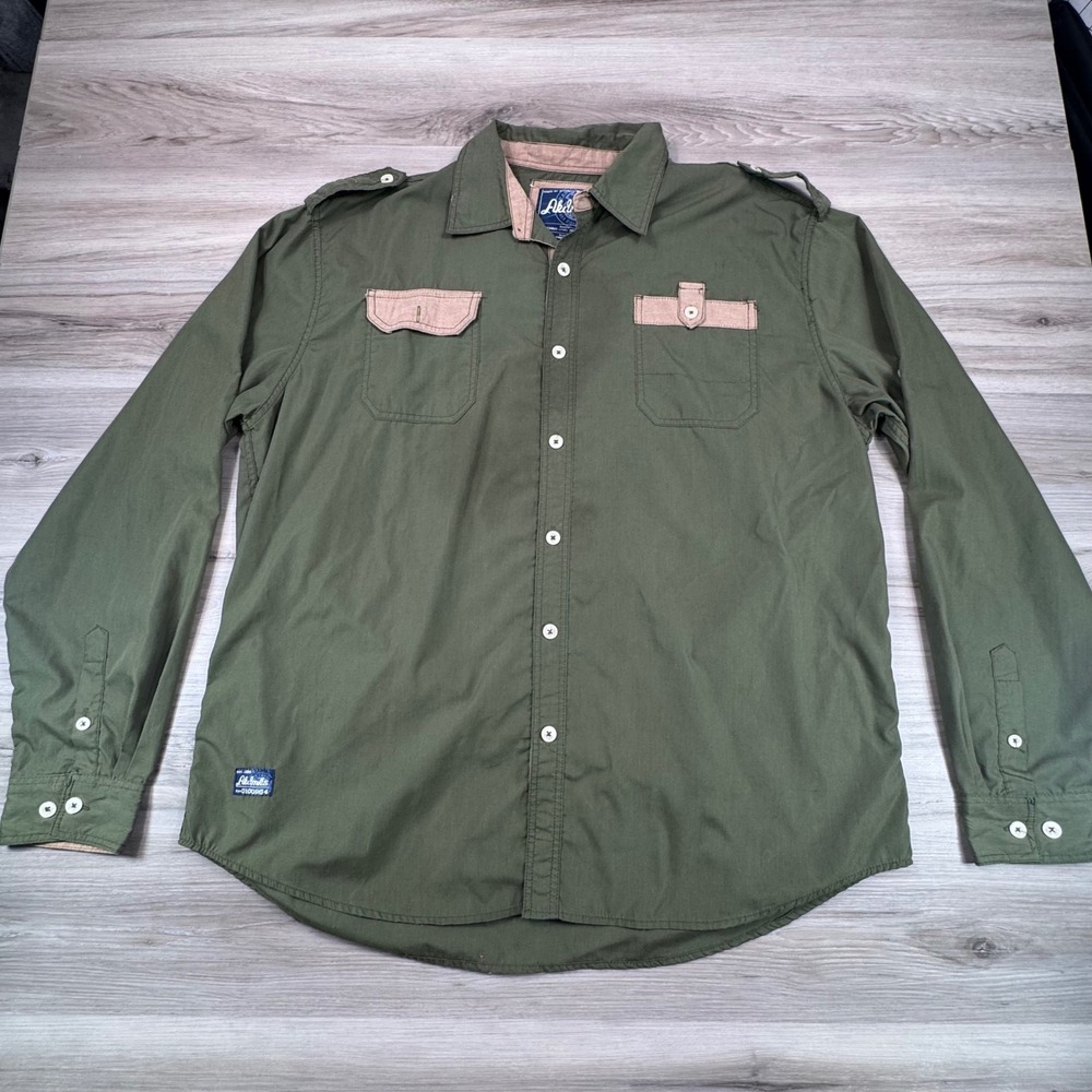 Rare vintage‎ Y2K Akdmks  Dry Goods button up shirt Embroidered Back streetwear